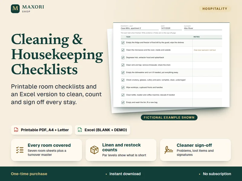 Cleaning & Housekeeping Checklists