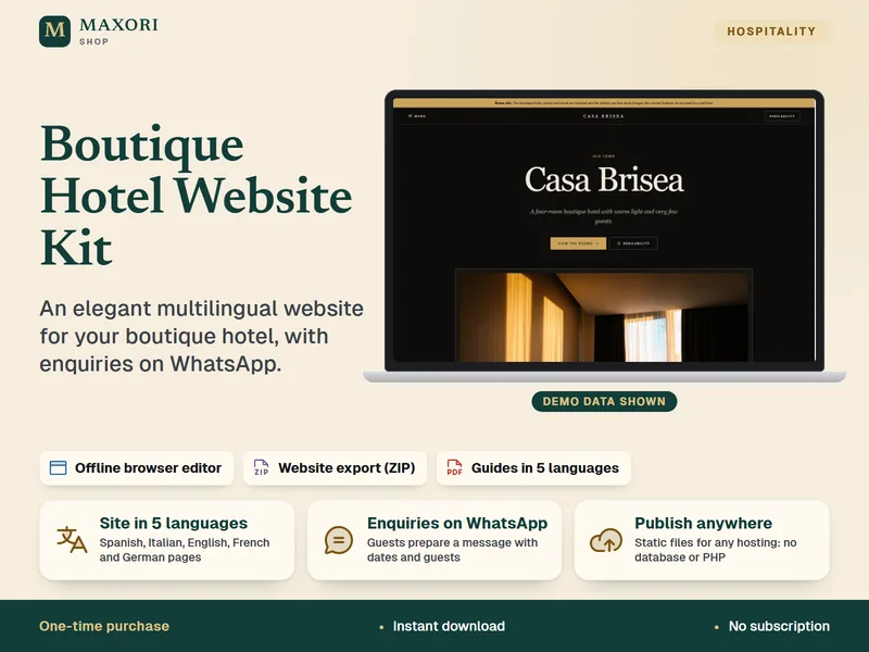 Kit de Sitio Web para Hotel Boutique – Crea tu Web Elegante para un Pequeño Hotel o Guesthouse