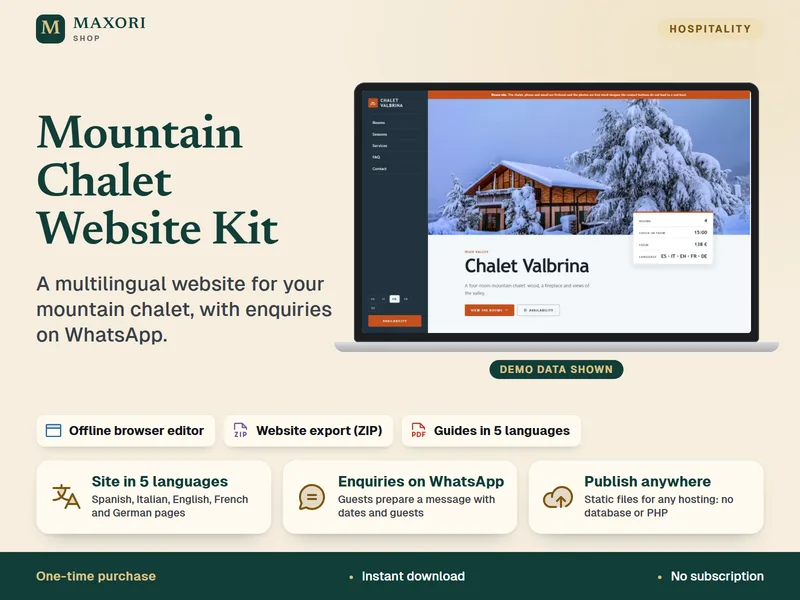 Kit de Sitio Web para Chalet de Montaña – Crea tu Web para un Chalet, Lodge o Refugio