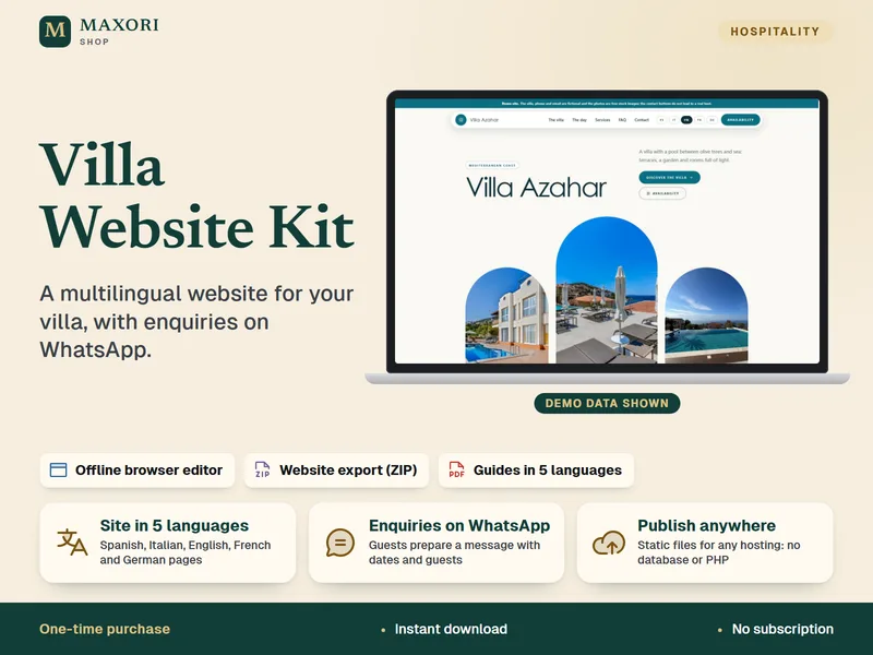 Kit de Sitio Web para Villa – Crea tu Web para una Villa con Piscina o una Casa Vacacional de Lujo