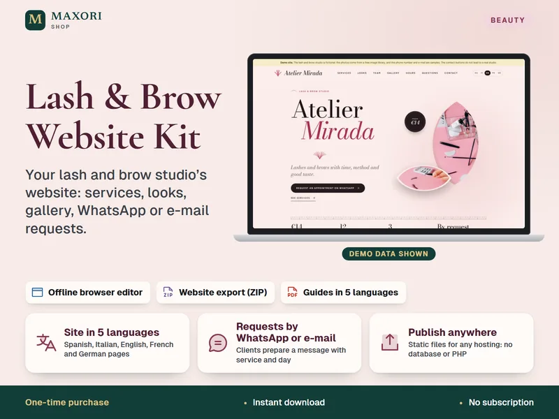 Kit de Sitio Web para Estudios de Pestañas y Cejas – Crea la Web de tu Estudio