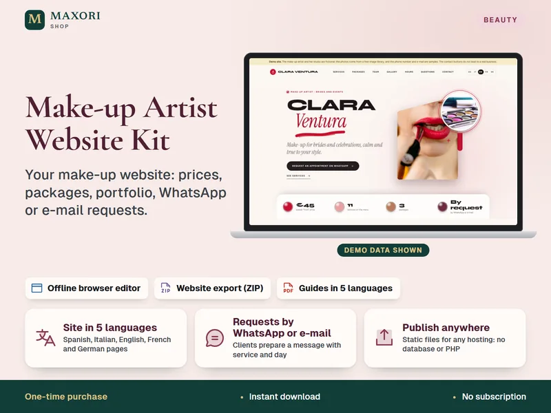 Kit de Sitio Web para Maquilladoras – Crea la Web de tu Negocio de Maquillaje de Novias y Eventos