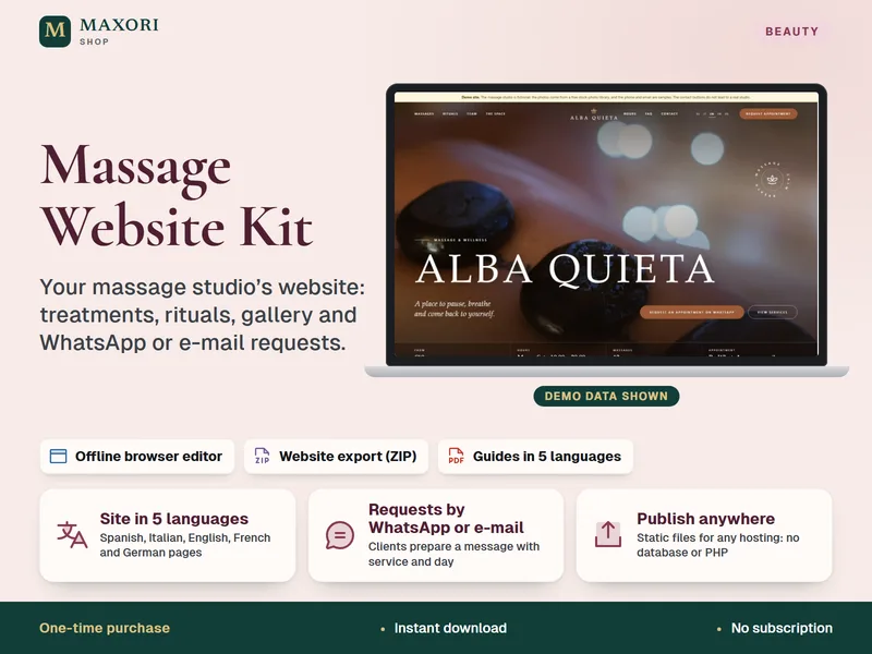 Kit de Sitio Web para Estudios de Masaje – Crea la Web de tu Estudio