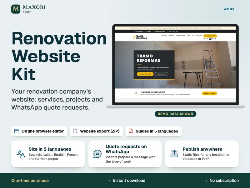 Kit de Sitio Web para Empresas de Reformas – Crea la Web de tu Empresa de Obras