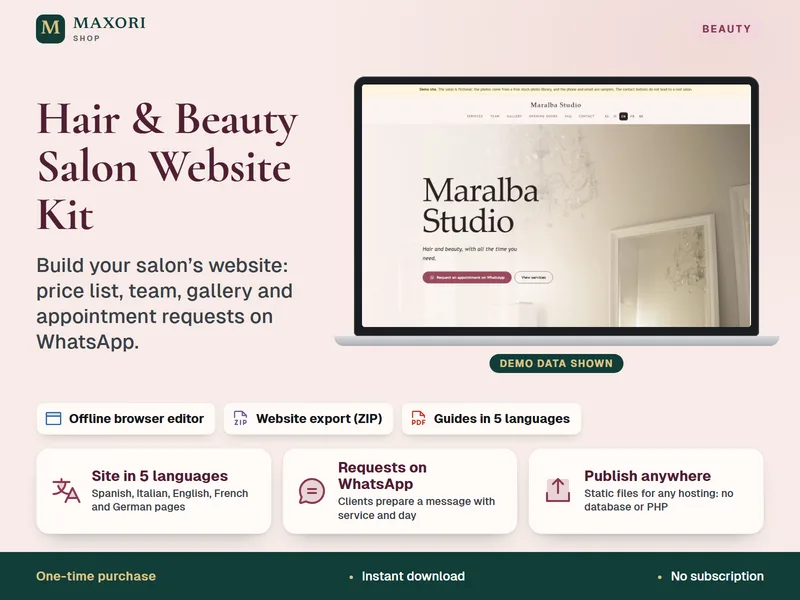 Kit de Sitio Web para Peluquerías y Salones de Belleza – Crea la Web de tu Salón